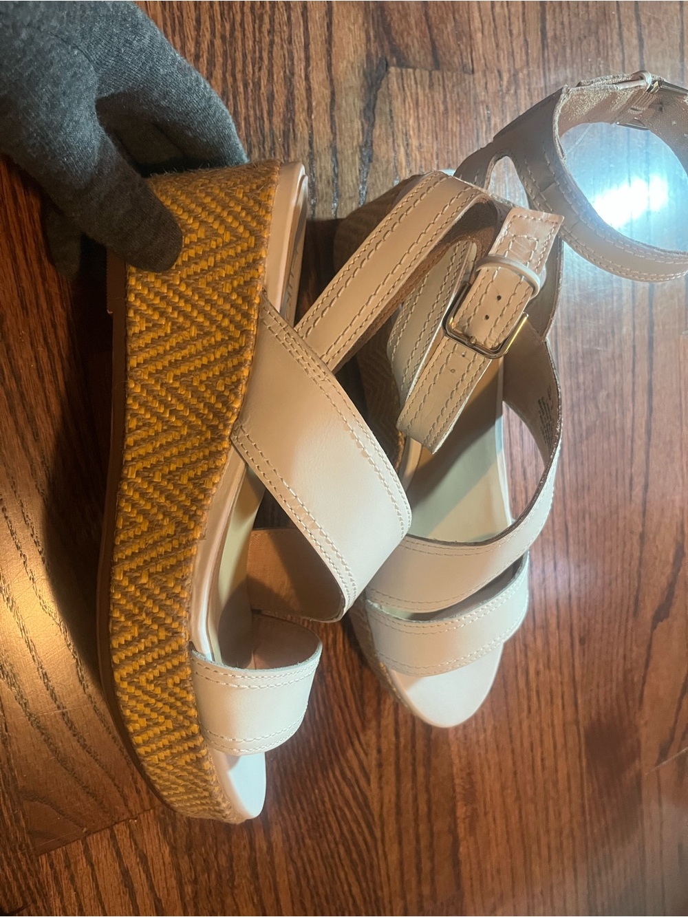 Naturalizer Leather Espadrille Wedge Sandals White Size 10M - Picture 6 of 10
